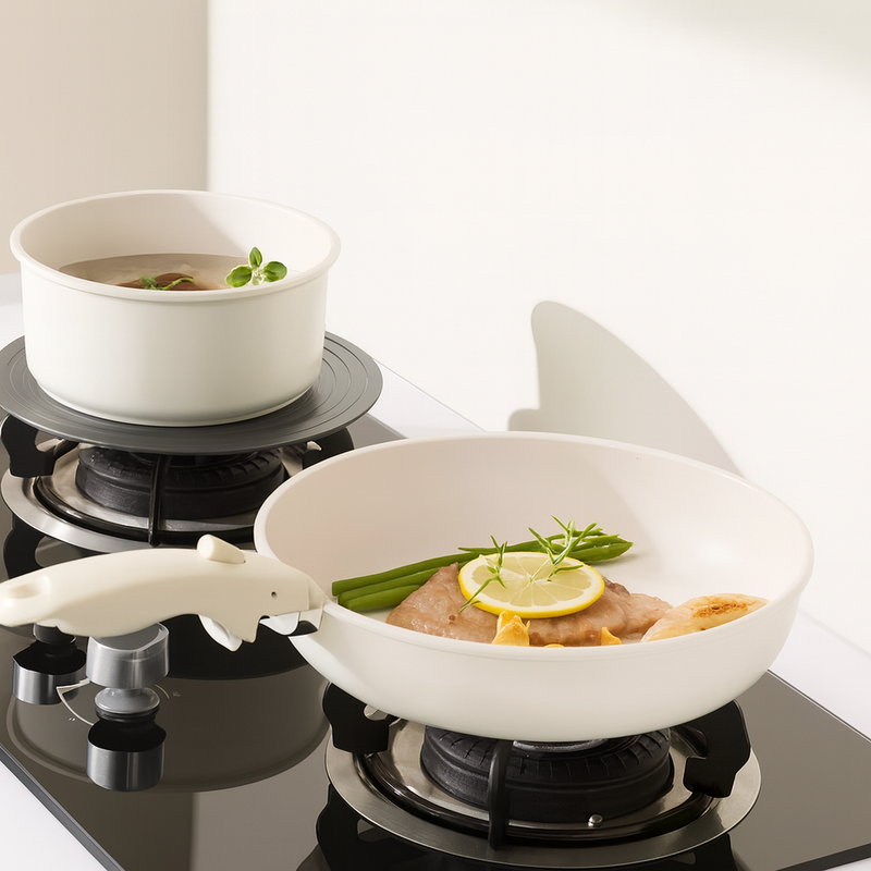 Jogo de Panelas de Cerâmica Antiaderente com Cabo Removível