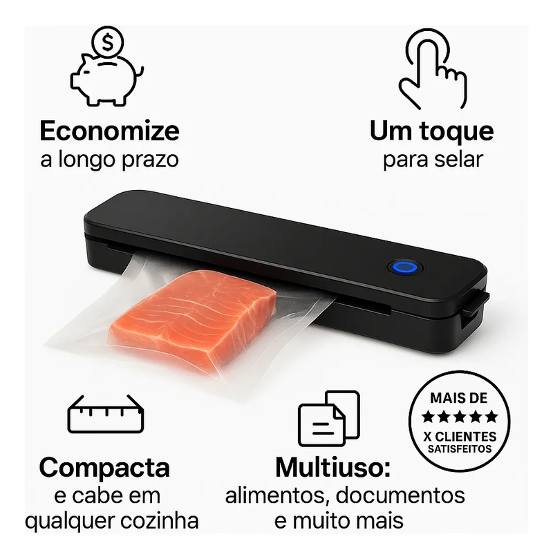 Máquina Seladora a Vácuo Portátil Elétrica – Conservação, Organização e Praticidade para Sua Cozinha