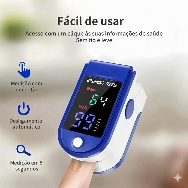 Oxímetro Digital De Dedo Medidor Saturação De Oxigênio E Bpm