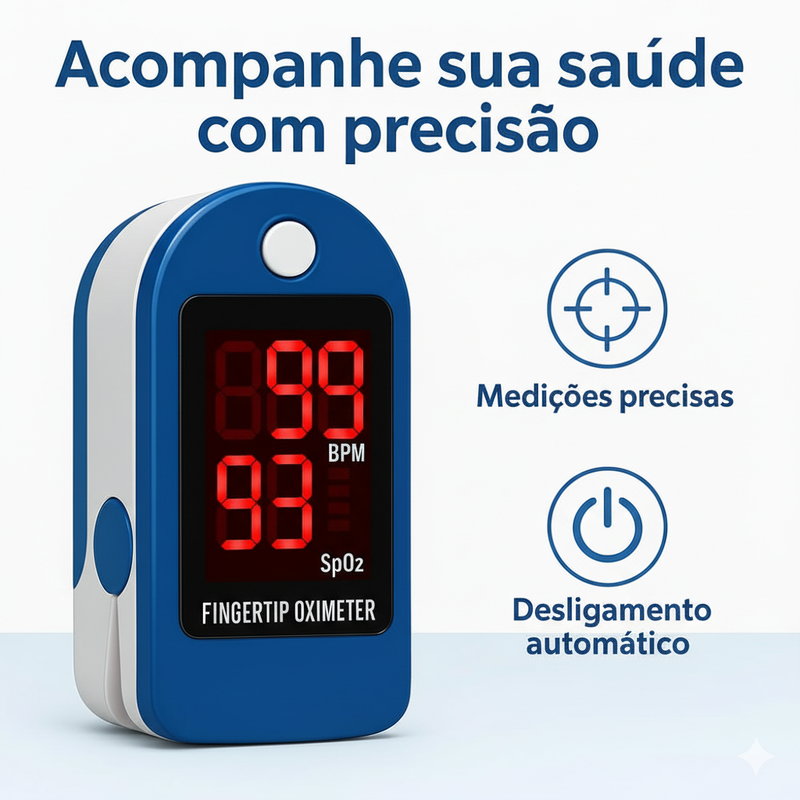 Oxímetro Digital De Dedo Medidor Saturação De Oxigênio E Bpm