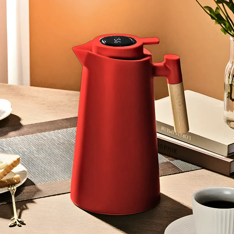 Garrafa Térmica Cabo Madeira com Display Digital