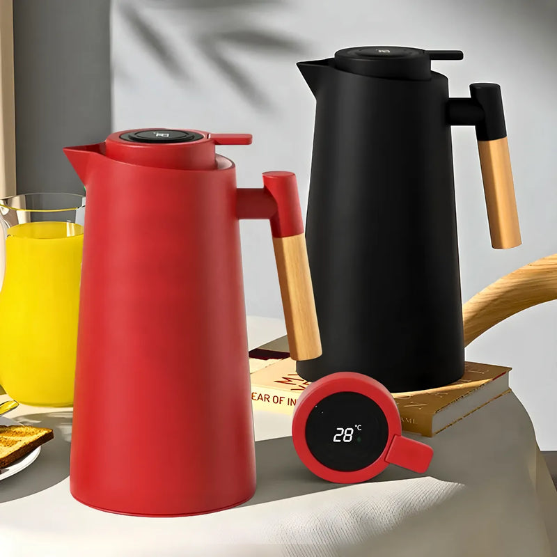 Garrafa Térmica Cabo Madeira com Display Digital